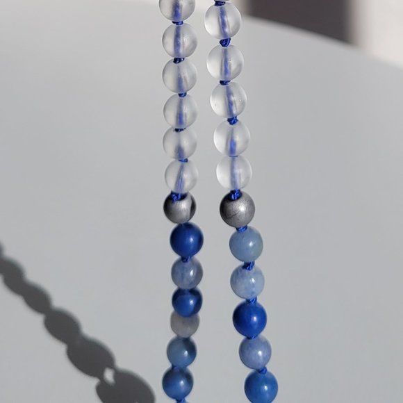 Choker Necklace Aventurine Hematite & Clear Quartz Knotted Silk Rocktula NWT - Picture 2 of 4